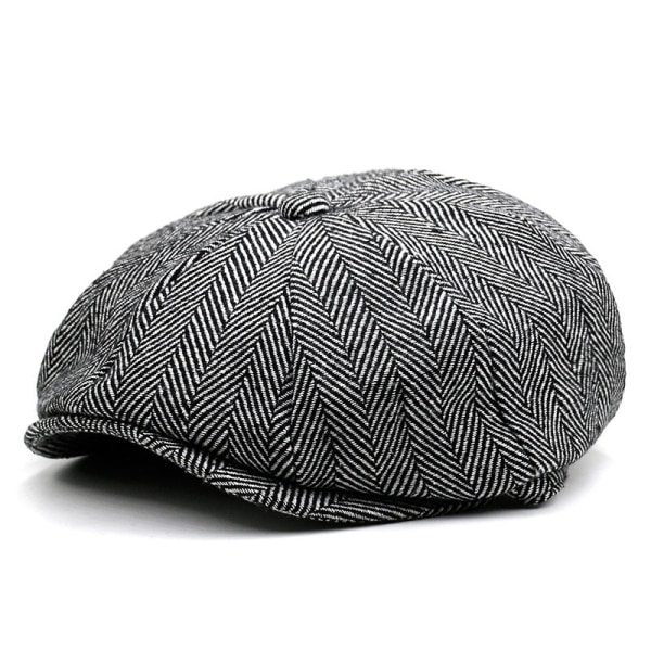 Baskerhat 2022 Efterår Vinter Varm ulden Stor størrelse Casual mode kasket Woolen black Gray M(56-58CM)