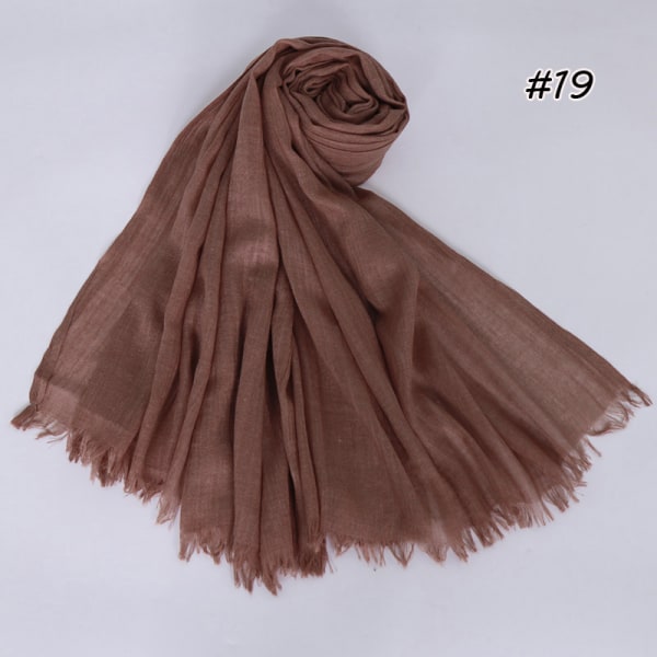 Kvinder Tørklæde Sjal 2022 Bomuld Linned Ensfarvet Tr Bomuld Koreansk Stil 19# Brown 190cm