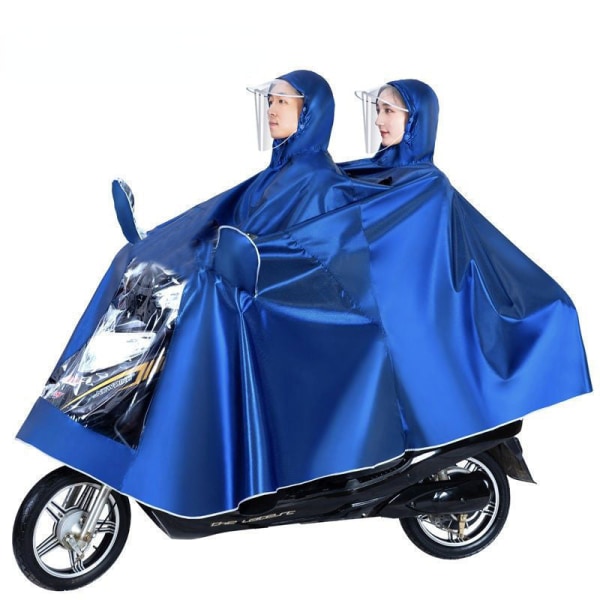Sadetakki Sadepuku Sähköauto Koko Body Sateenpitävä plus-kokoinen Paksu Vedenpitävä Ratsastus Double Mirror cover Blue 7XL