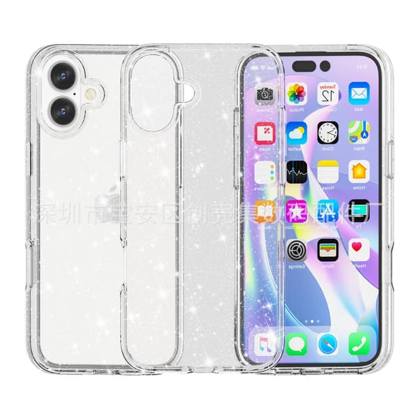 Deksel til iPhone 17 PRO Glitter Hvit Stort Hull Terminator Glitter Defender