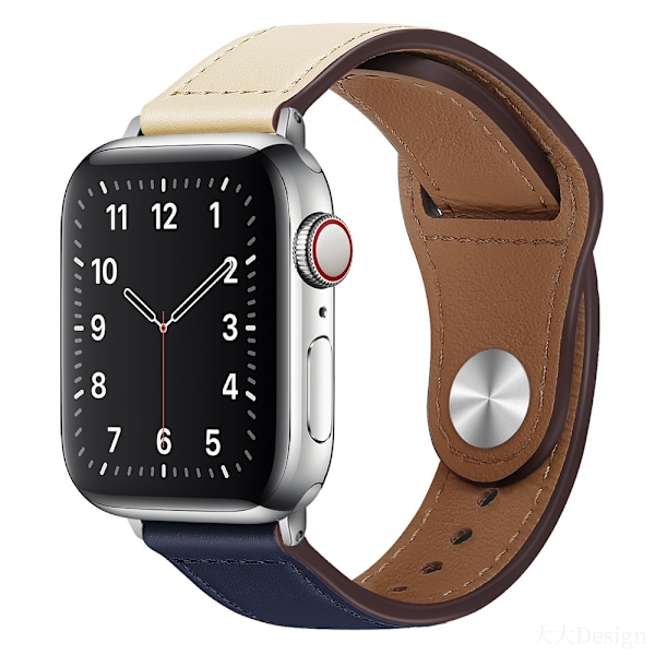Klockarmband för Apple Watch iWatch 38/40/41/10 generation 42MM benvit med mörkblå