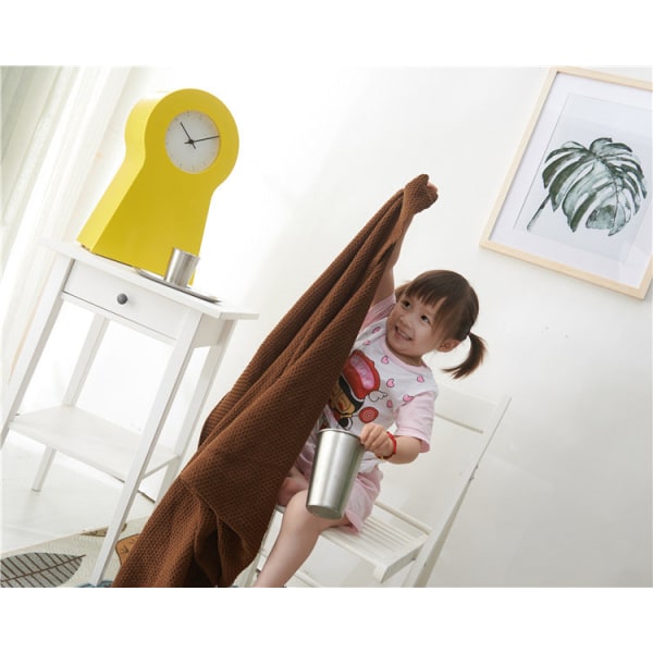 Sommerbomull babystrikket matchende sjal ullteppe lur babytrekkteppe Light coffee 80*135cm