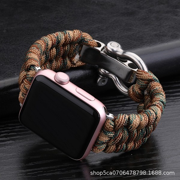 Klockarmband för Apple Watch iWatch 38/40mm kamouflage brun med anslutning