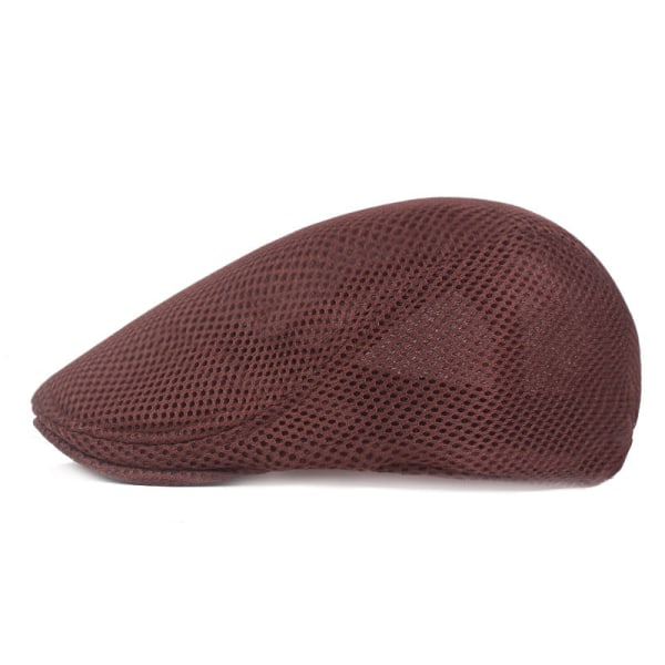 Baskerhatt för män med mesh cap för män vår och sommar andningsbar solhatt Simple Advance Hats Mellan- och gammalårshatt Brown M（56-58cm）