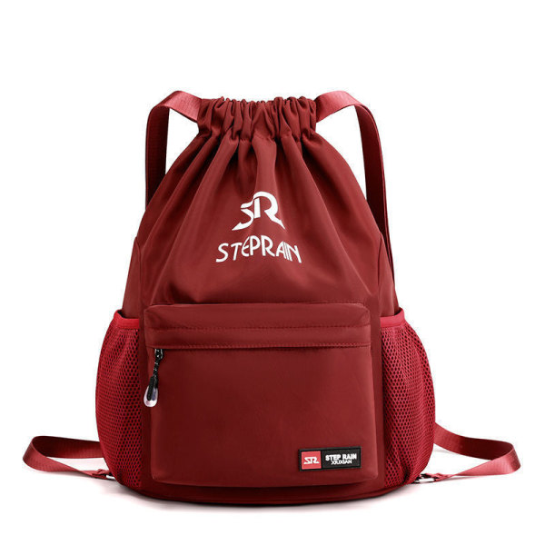 Sammenleggbar treningsbag Treningsryggsekk Snøreveske Snøreveske Basketballbag Rose Red Large Size