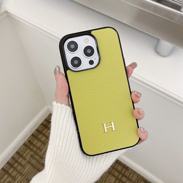 Fodral för iPhone16plus lychee mönster full H frukt grön läder trendigt märke