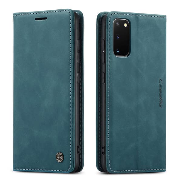 Fodral för Samsung M20 blå Retro flip läder med kortplats