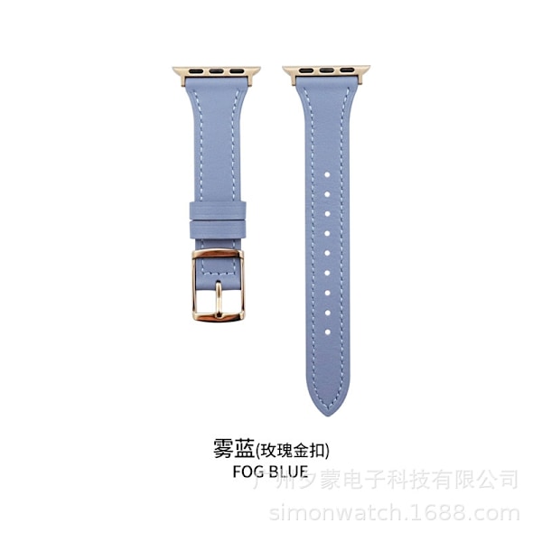 Kellon ranneke Apple Watch iWatch 46mm 10. sukupolven sumu sininen ruusukullanvärisellä soljella