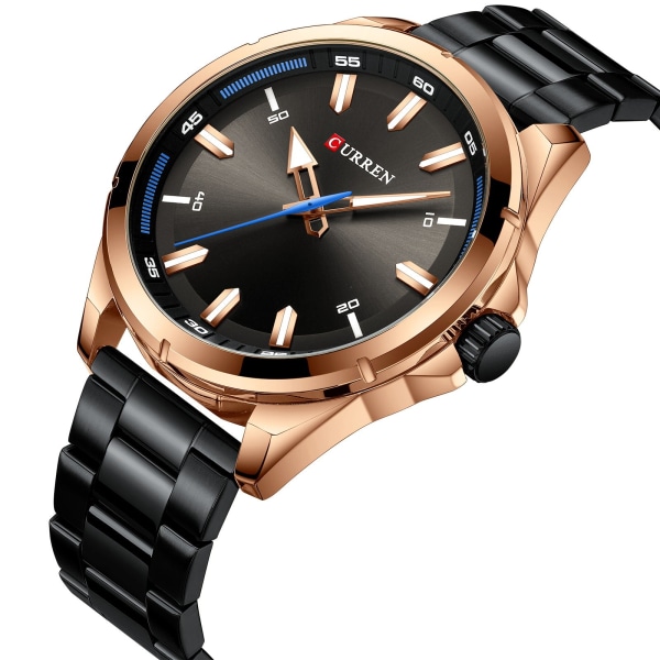 Herreure Steel Belt Quartz Watch Vandtæt Watch Gift black