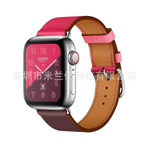 Klockarmband för Apple Watch iWatch 38/40/41/42mm-S10 18 Single Loop Rosröd med Vinröd