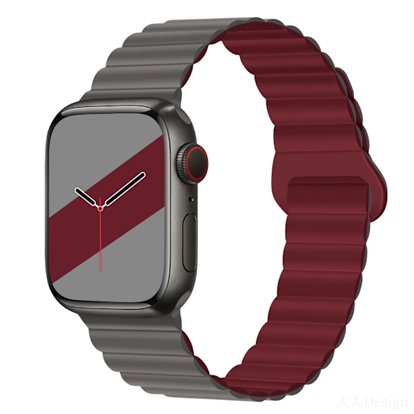Kellon ranneke Apple Watch iWatch S10 42MM:lle, suosittu väri harmaa viininpunaisella