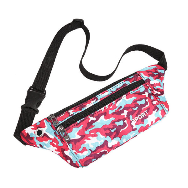 Menn kvinner Fanny Pack Midjeveske Mote Sport Dame Vår Kamuflasje Løping Mobiltelefon Utskrift Multi-Layer Camouflage Red