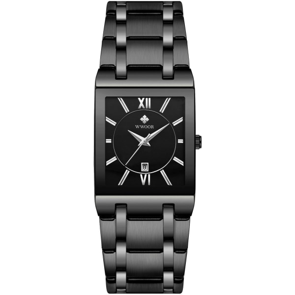 Herreure Steel Belt Watch Vandtæt Quartz Watch Gift Black Shell Black