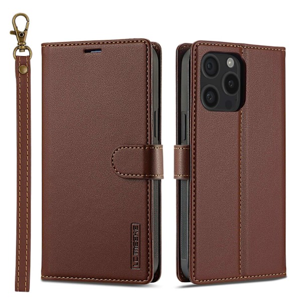 iPhone 14promax -kotelo kahvikuvioinen [kaulanauhalla] 2-in-1 magneettinen jaettu flip-korttipaikka kaulanauha