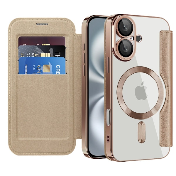 Etui til iPhone 14 Pro Max Desert Gold [med magnetisk sugefunktion] ins lammeskind diamant fuldlæder
