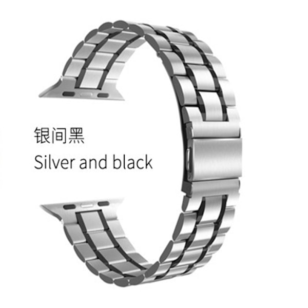Klockarmband för Apple Watch iWatch 42-44-45 Silver Svart