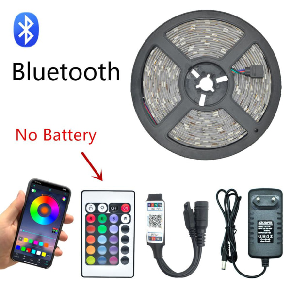 Bluetooth LED Strip Lights RGB 5050 SMD Flexibelt band Ingen vattentät juldekoration Multicolor 10M-EU Plug
