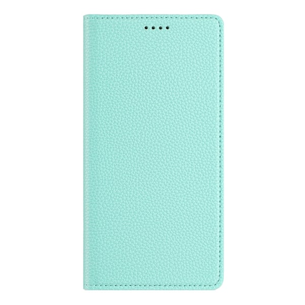 Fodral för iPhone16pro mintgrön solid lychee-mönster multi-kort läder magnetisk plånbok Japan