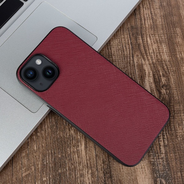 Fodral för iPhone 14 rött läder exklusivt företag fullt anti-fall
