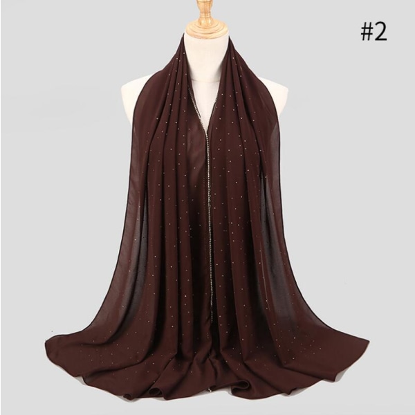 Fashion Pearl Chiffon Lady Langt skjerf Hijab Muslim Lady Hat Sjal Turban Tyrkisk skjerf Like the picture 2