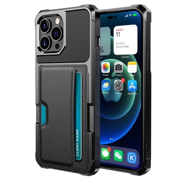 Etui til iPhone 16 Plus sort med kortslot
