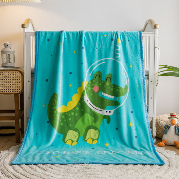 Flanell børnetæppe dobbeltlags fortykket skytæppe Cartoon Coral Fleece tæppe Baby crocodile 100*140cm