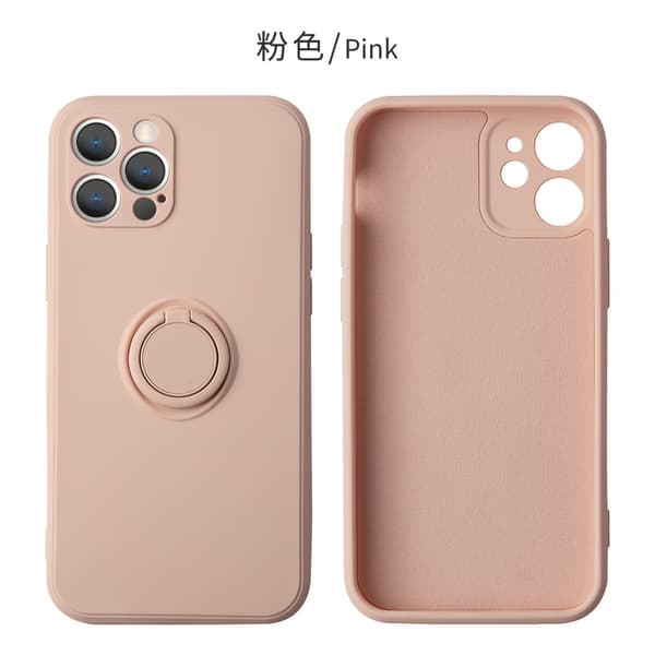 Etui til iPhone 17 Pro Max Rosa Flytende Silikon Ringstativ Anti-fall