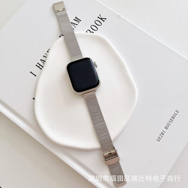 Klockarmband för Apple Watch iWatch 38/40/41/ 10:e generationen 42mm universellt fint Milan-spänne