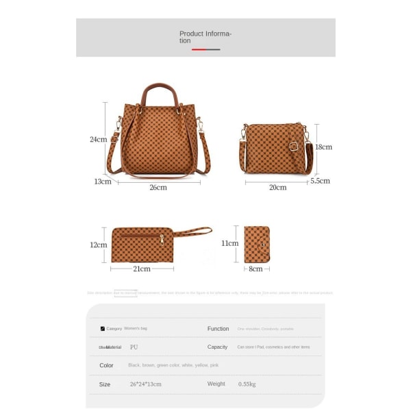 Naisten naisten käsilaukku Vintage äidin ja lapsen laukku Muoti Olkalaukku Messenger-käsilaukku Yellow