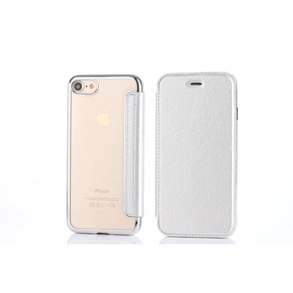 Skal för iPhone 13 Mini silver elektropläterad kortplats lychee-korn spår läder voltage
