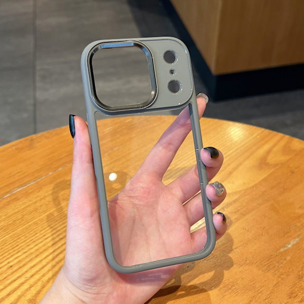 Etui til iPhone 17 Pro Max Grå Metall Linsering Transparent Støtsikker