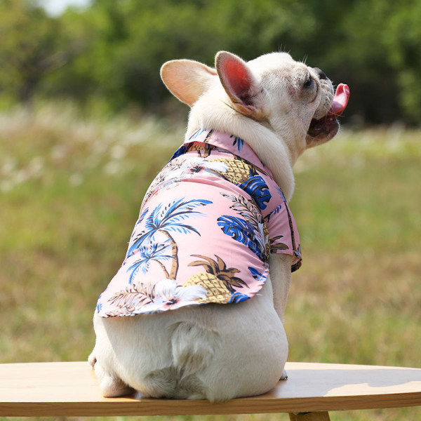Pet Clothes Small And Medium Dogs Beach Pineapple Shirt Hawaiian Summer Four Seasons Clothes Coconut Tree shirt White s