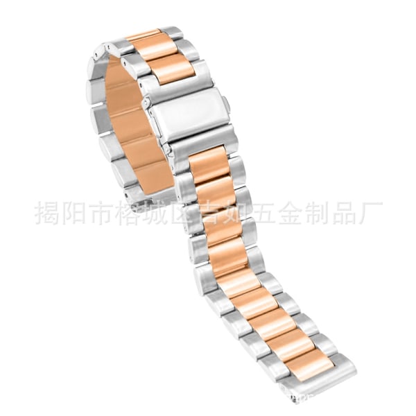 Klockarmband för Apple Watch iWatch 22 bredd 38/40/41 tre pärlor massiv silver ros