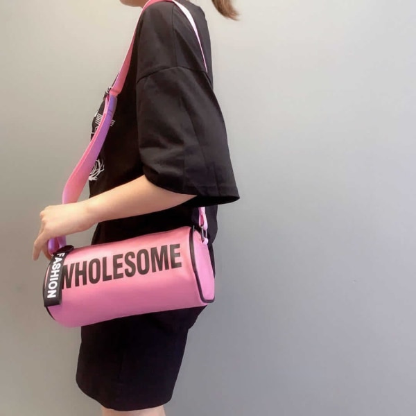 Dame Handbag Oxford Cloth Sylinder Crossbody Bag Utskrift 2513 pink