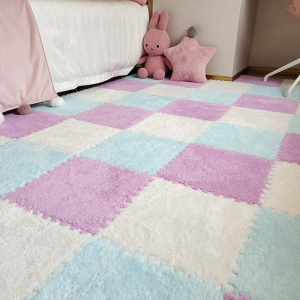 Patchwork Tæppe Værelse Sengekant Tæppe Pletfast Fuldskummåtte Husholdnings Siddemåtte White light purple light blue 30*30*0.6CM