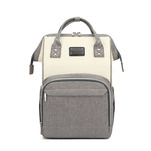 Skötväskor Mammaväska Multifunktion Stor kapacitet dubbelaxel USB Baby Gray and beige