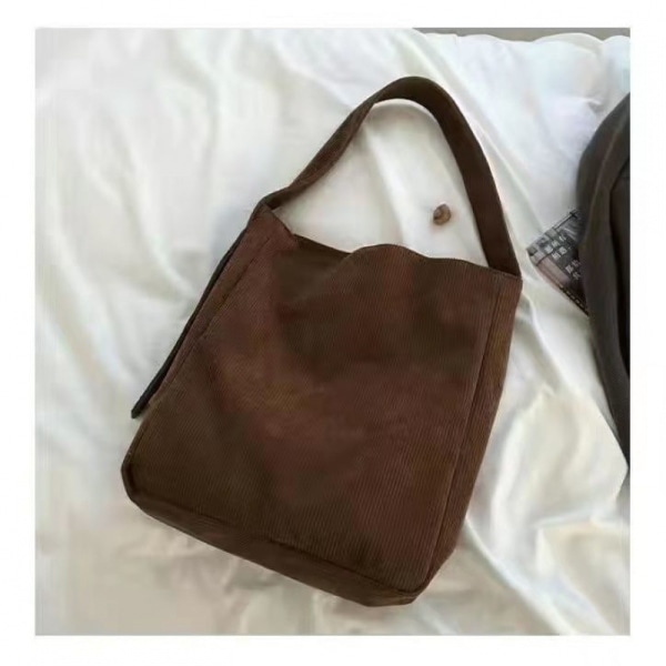 Kvinder håndtaske Canvas Retro Skulder Stor Kapacitet Student Class Alsidig Messenger Brown corduroy big bag Single bag