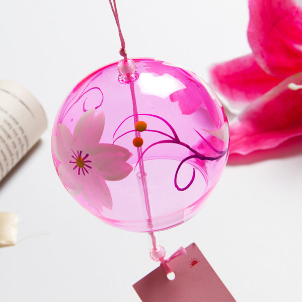Wind Chimes Japanese Painted  Creative Gift Borosilicate Glass Pink cherry blossom