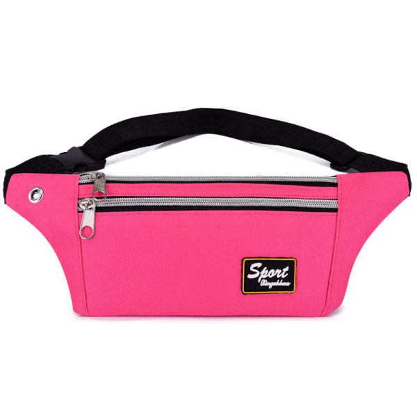 Män kvinnor Fanny Pack Midjeväska Axel Crossbody Mobiltelefon Hörlurar Hål Löpning Personlig sport Rose Red