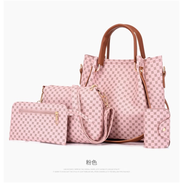 Naisten naisten käsilaukku Vintage äidin ja lapsen laukku Muoti Olkalaukku Messenger-käsilaukku Pink