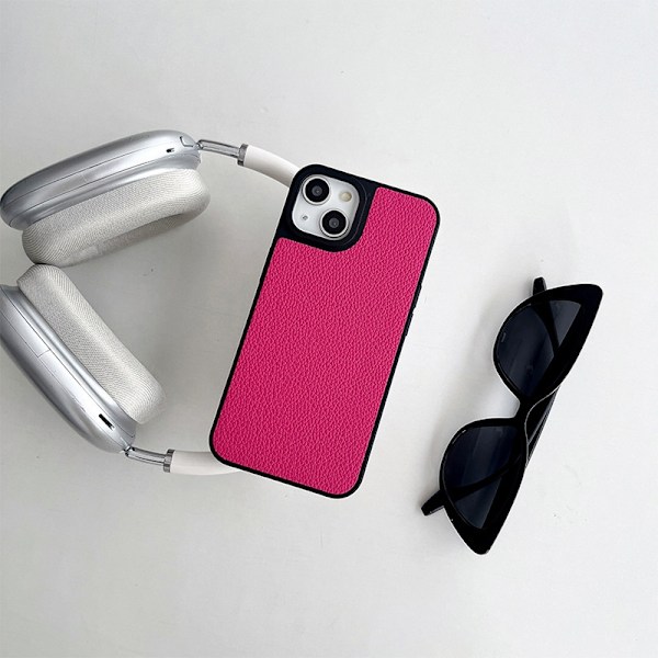 Kotelo iPhone 16 Pro Max -puhelimelle, suuri aukko, nahkakuvio, yksiosainen kuori, ruusunpunainen, puhdasta silikonia, ohut s