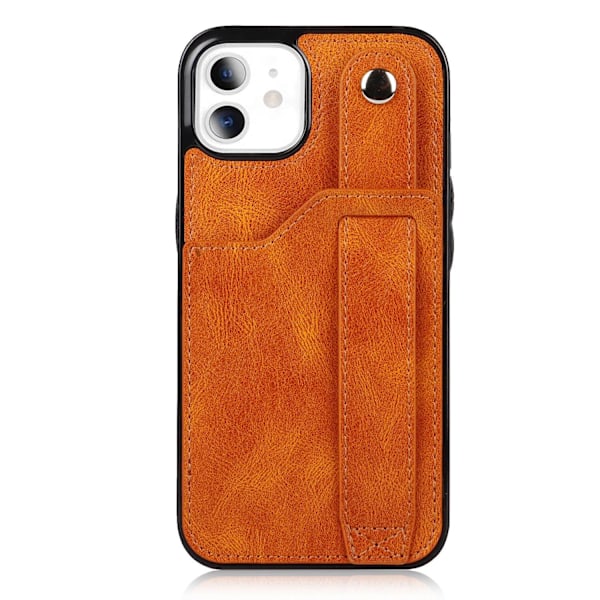 Fodral för iPhone 14plus khaki armband läder mode korthållare multifunktionell