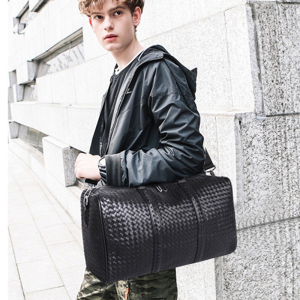 Bærbar reiseveske Kvinne Short Distance Luggage Bag Sports Bag Male Woven Bag Luggage Big Bag Black