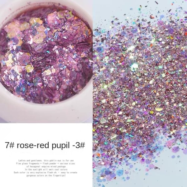 Kynsikoristeet Nail Art Fairy Pupil Sequins Gradient Glitter 07# Rose Red pupil-3#