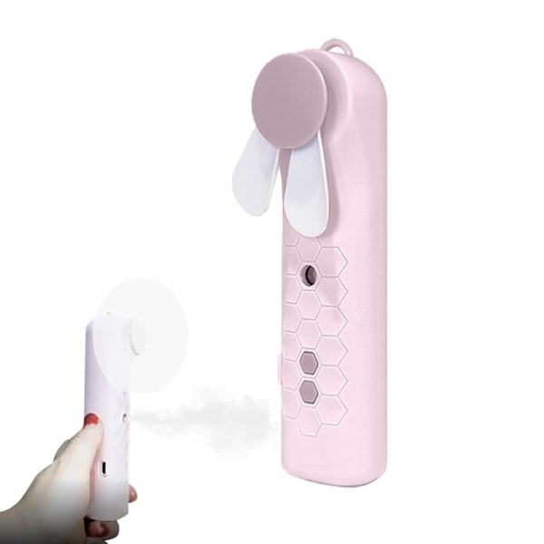 Mini håndholdt vifte med spray luftfukter Oppladbart batteri Bærbar 2-hastighets lommevifte og 10 ml sp. Pink