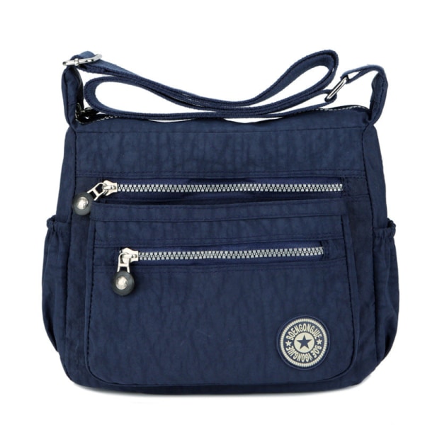 Dame Handbag Canvas Casual Skulderveske Vanntett Crossbody Bag Dark Blue