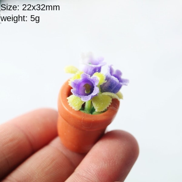 Miniatyrmöbler Leksaksdockor Hus Gör det själv Dekoration Tillbehör Miniimitation av porslinsblomkruka Flower pot Yellow
