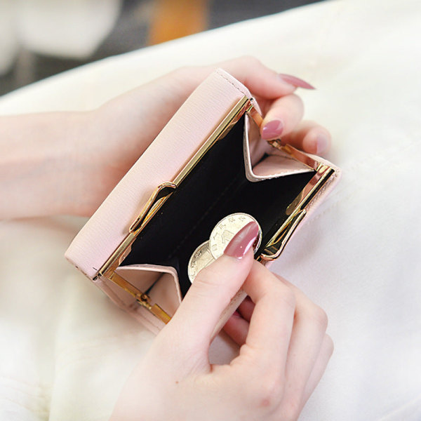 Kvinner lommebok myntveske Mote Mini Tre-fold Kort Enkel Multi-Functional Student Mini Black