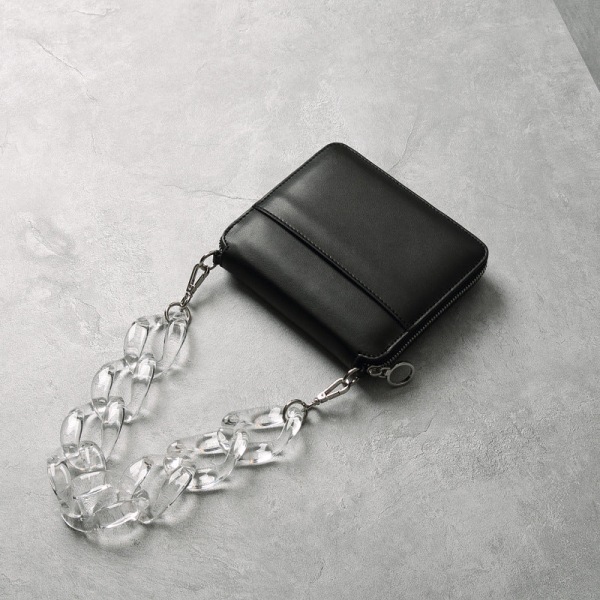 Kvinner Lær håndveske Business Small Square Akryl Portable Chain Shoulder Messenger Bag Fashion Black