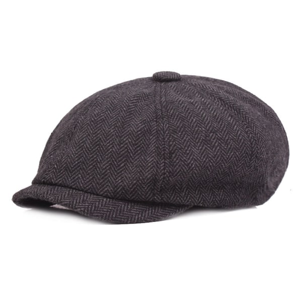 Baret Hat 2022 Efterår Vinter Stribet Casual Bomuld mode kasket Dark gray M（56-58cm）